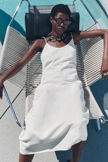 Літній  білий сарафан-сукня з льону Zara