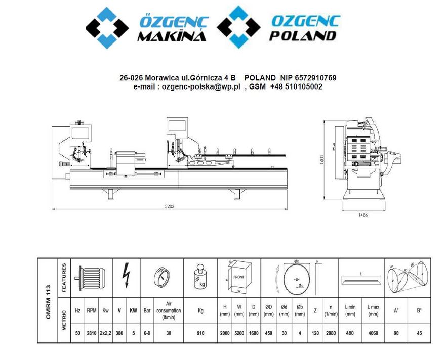 Piła Dwugłowicowa Automatyczna OMRM 113