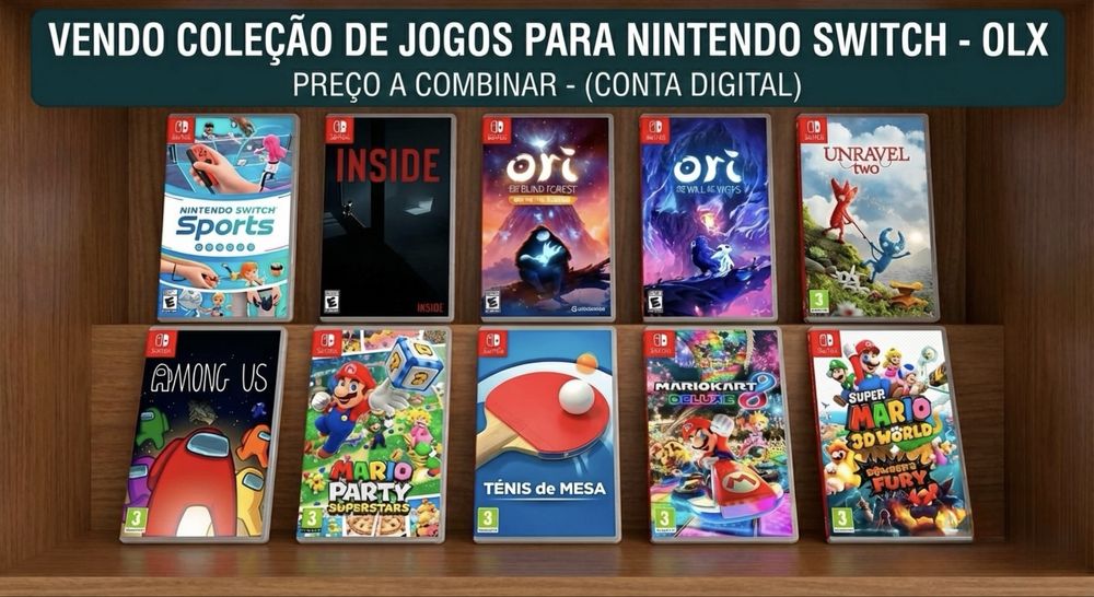 Conta Nintendo Switch: +20 jogos (Mario Kart 8; 3D World, Mario Party)