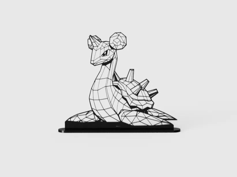 Lapras Geométrico Low Poly com Suporte