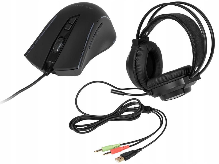 ZESTAW Gamingowy klawiatura myszka słuchawki mikrofon 4w1 dla graczy