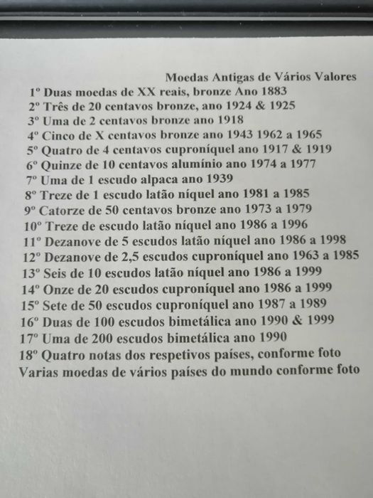 Moedas Antigas de Vários Valores