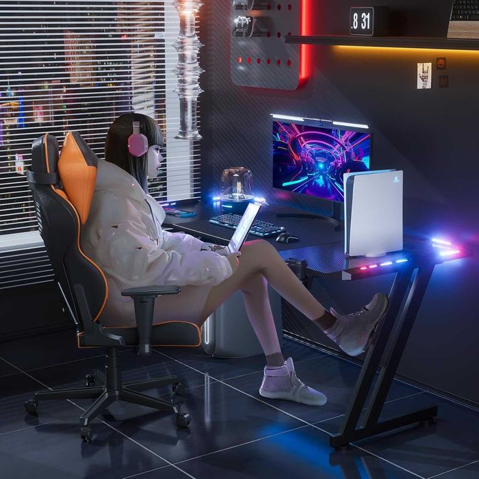 Nowe biurko gamingowe / LED / 120x60 / blat /stół / stelaż / R159!