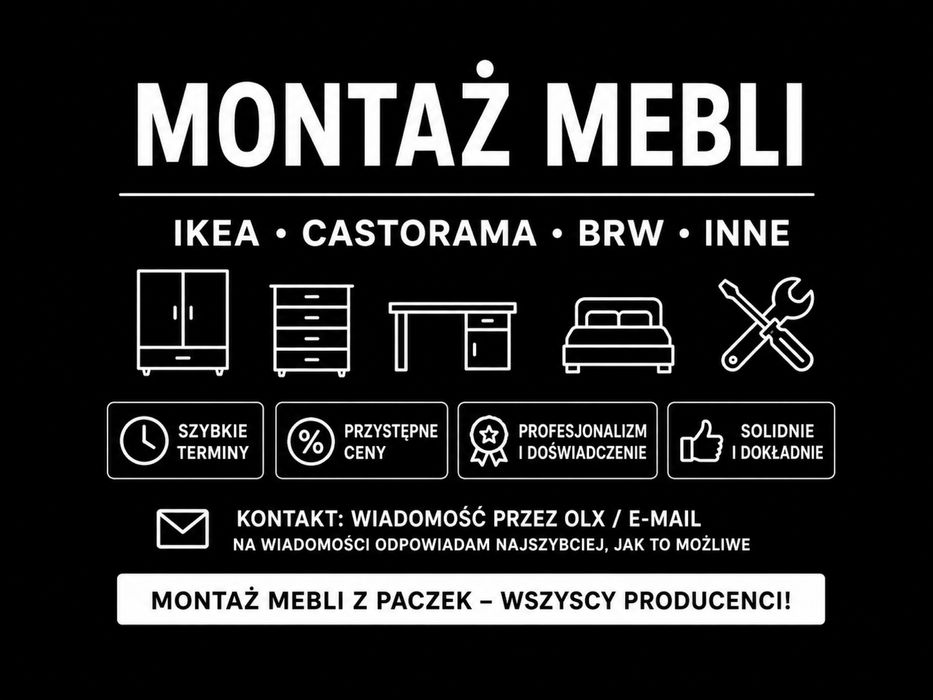 Montaż Mebli z Paczek Ikea, BRW, Castorama, Jysk i inne | SZYBKIE TERMINY