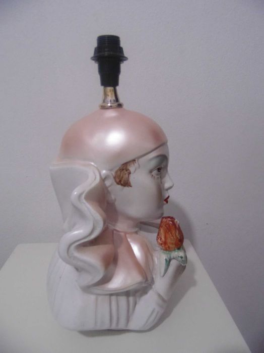 Candeeiro antigo , palhaço Pierrot em cerâmica, dos anos 60.