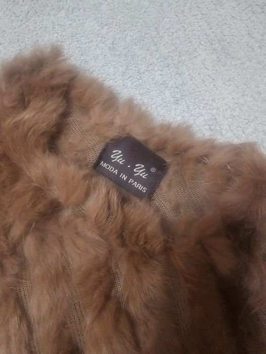 Poncho / Capa de Malha com Pêlo de Coelho Real - Como Novo