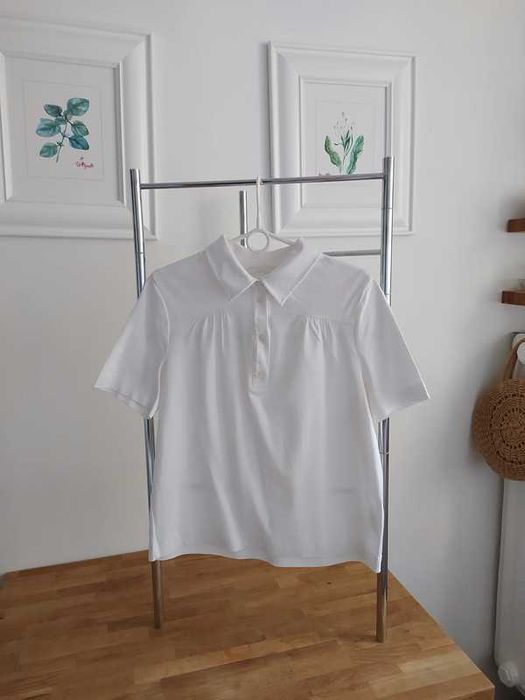 biała bawełniana bluzka t-shirt koszulka polo COS rozm M