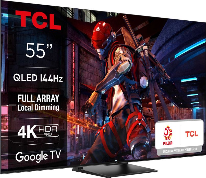 Telewizor TCL 55C745 55" | QLED | 4K UHD | 144Hz | Google TV | Full Array | Dolby Vision | Dolby Atmos | HDMI 2.1 | DVB-T2 HEVC | NOWY | Gwarancja