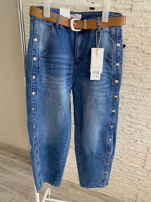 Rezerwacja M Sara nowe dżinsy balony balloon rozpinane napy pasek