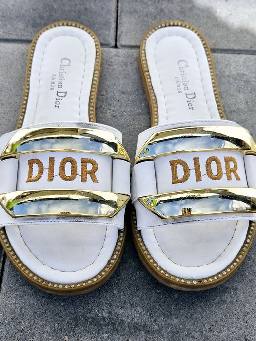 Klapki Białe Logowane Dior 39