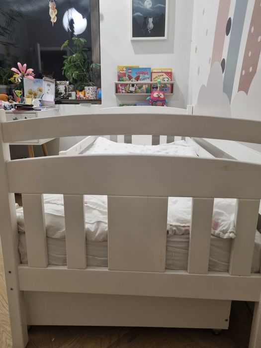 Łóżko dziecięce z barierką + szuflady | dostawa | materac 160×80