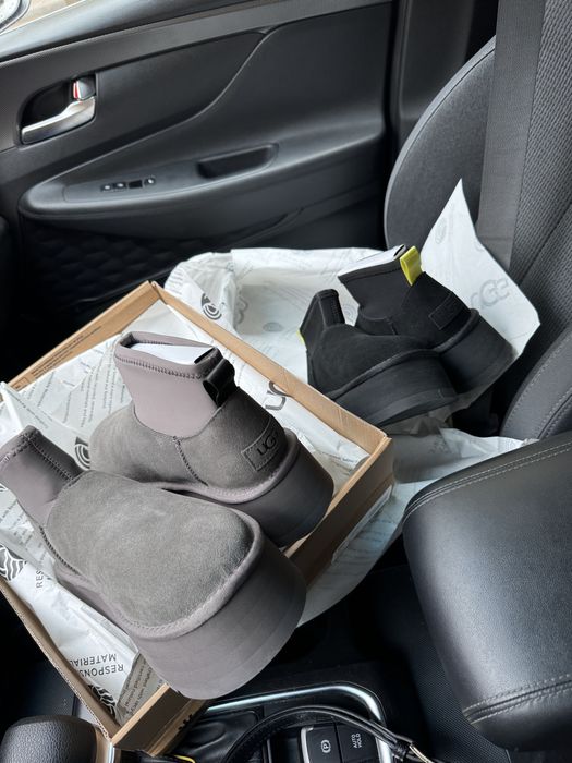 Ugg dipper platform 36 сірі і чорні угг 37 на платформі