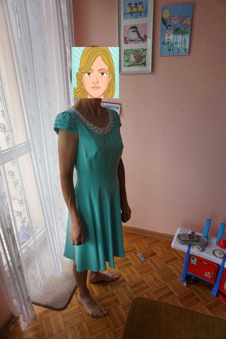 Miętowa sukienka roz. S