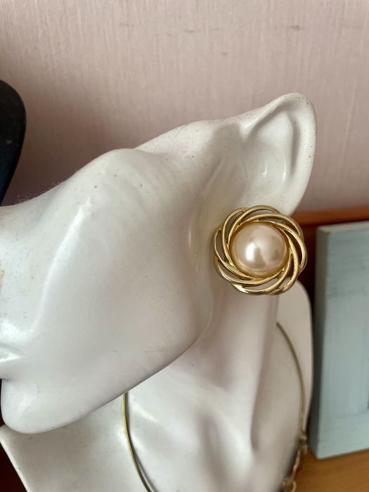 Вінтажні сережки перлини золотисті американський вінтаж