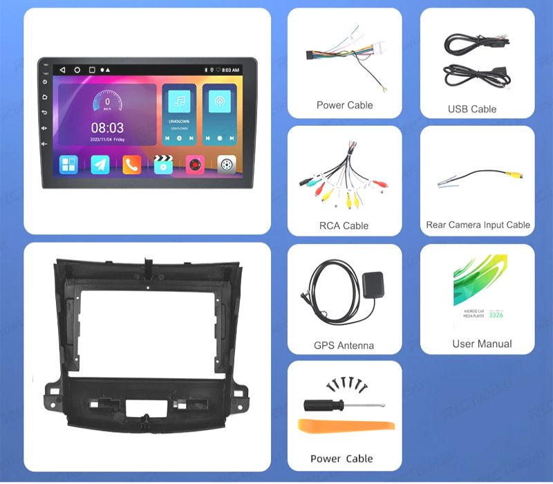 RÁDIO GPS ANDROID 13 PEUGEOT 4007 07-12