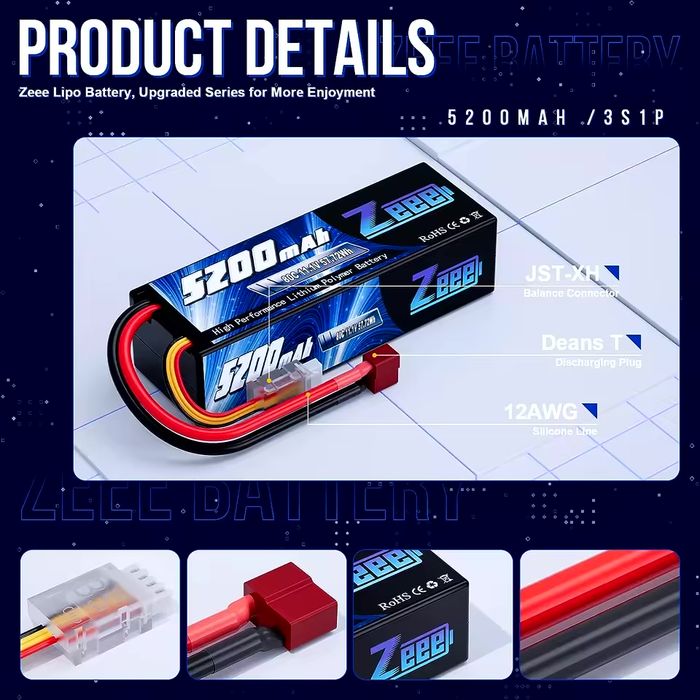 Комплект з 2шт.Zeee 11.1V 5200mAh 3S 80C LiPo (2 шт.)