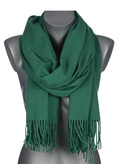 Szalik zielony wiskoza bawełna ciepły przejściowy 200x70cm Nowy