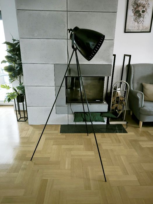 Lampa stojąca podłogowa loft czarna metalowa