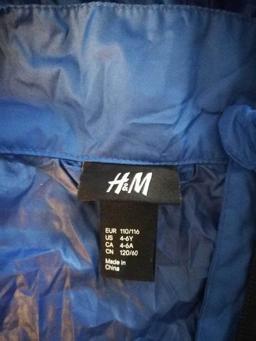 Kurtka wiatrówka H&M niebieska przeciwdeszczowa 110 / 116
