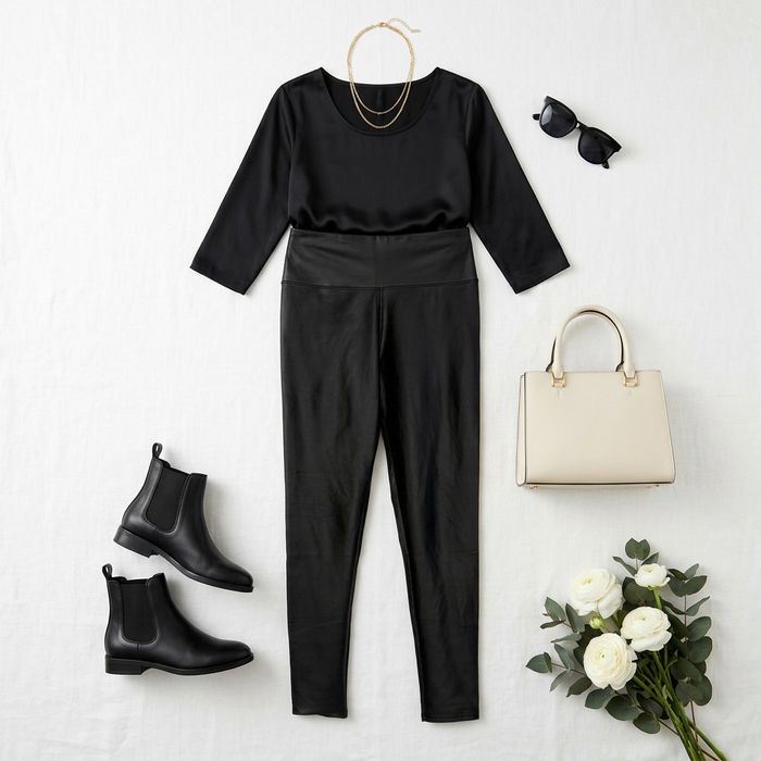 Czarne skórzane legginsy wysoki stan S/M 36/38