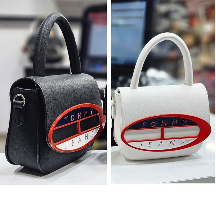 Сумка черная белая женская Tommy Hilfiger Клатч Томми Хилфигер