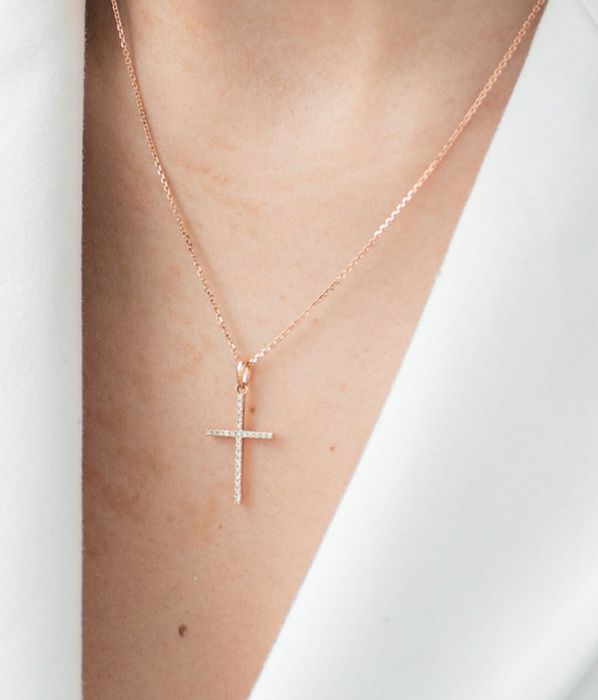 золотий хрестик з діамантами,крестик с бриллиантами