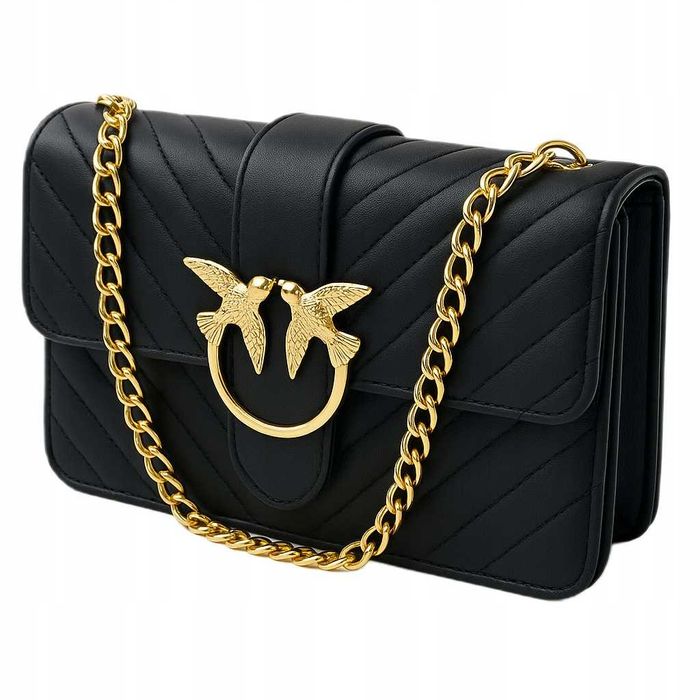 Torebka Damska Beżowa Listonoszka Na Łańcuszku Modna Elegancka