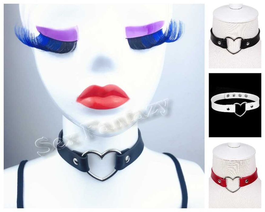 Чокер кожаный с сердечком, ошейник, сексуальное белье еротична білизна