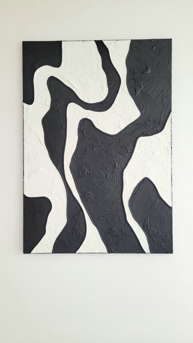 Obraz strukturalny 70x100cm biało-czarny
