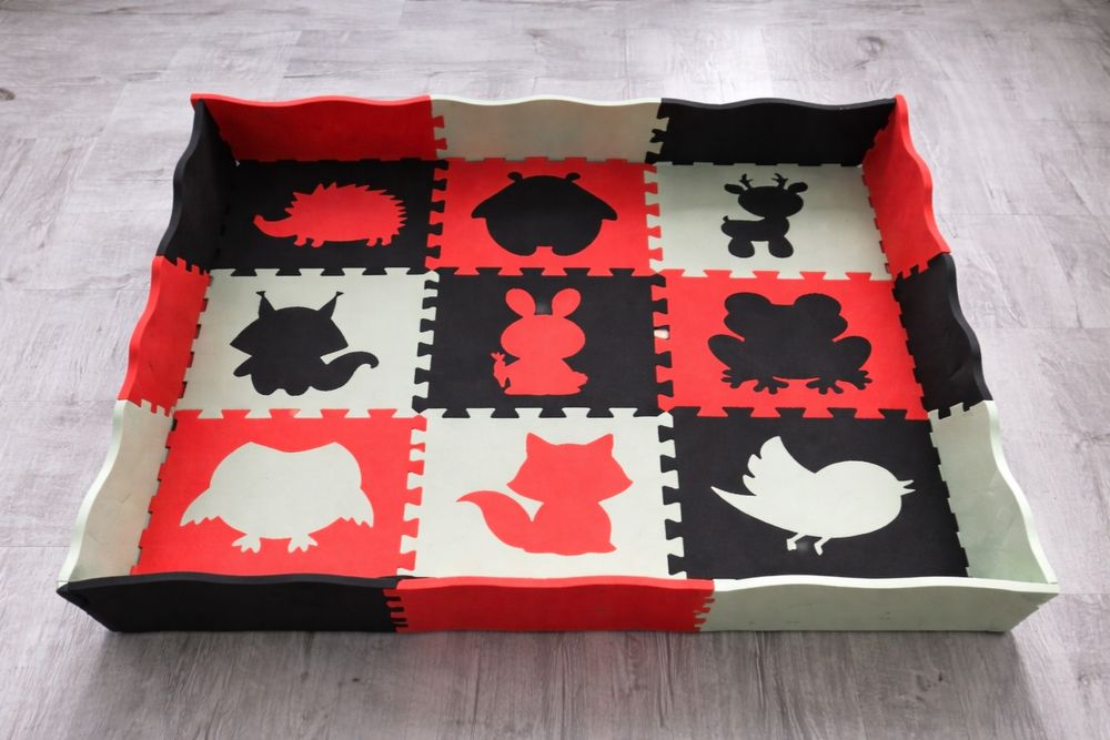 Mata puzzle piankowa kontrastowa – kojec dla dzieci, 25 elementów