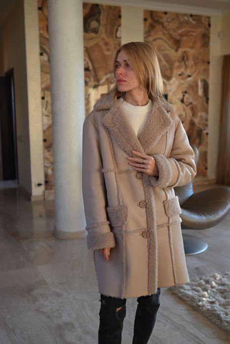 Женская натуральная дубленка овчина с мехом L