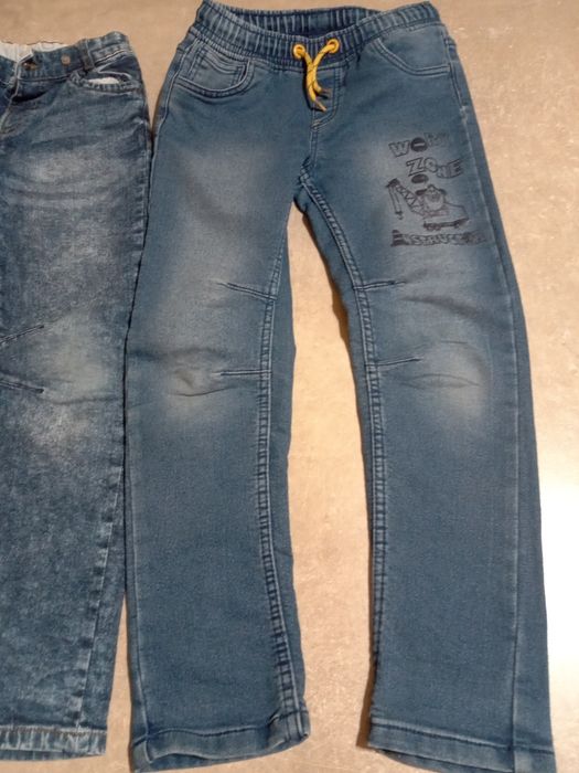 Zestaw spodni jeansy dresy 122