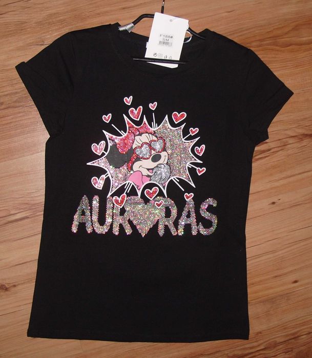 Serca _MIKI_HOLO cyrkonie czarna bluzeczka r. S/M