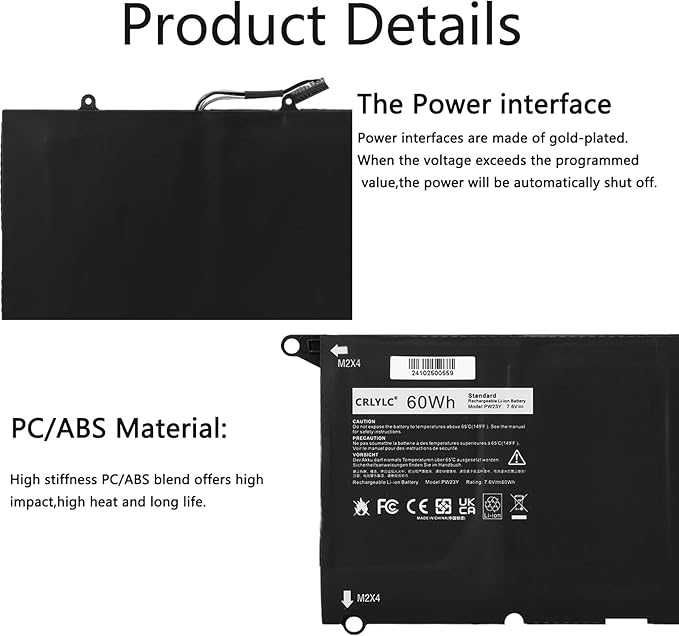 Bateria CRLYLC 60 Wh PW23Y do laptopa