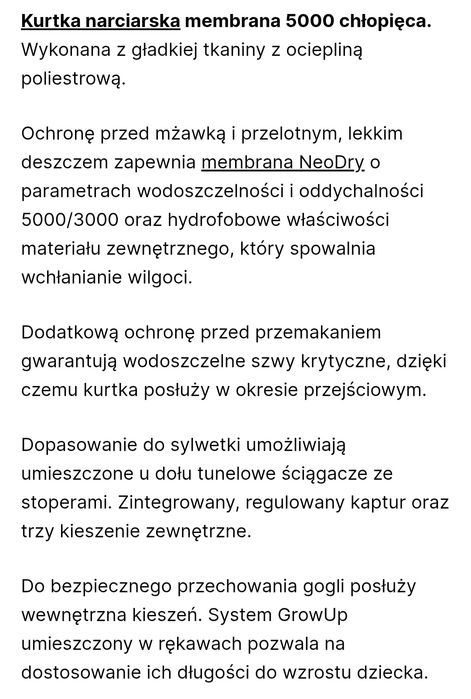 Kurtka zimowa, narciarska 4F r134.