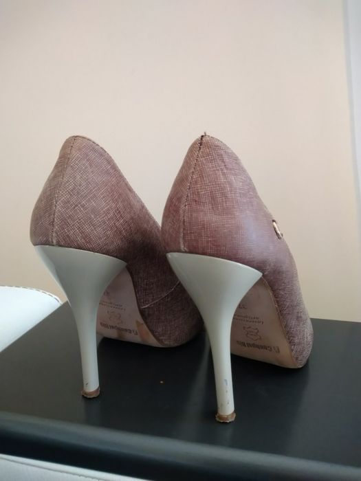 Obcasy szpilki peep toe r.37 brązowe brąz beżowe beż