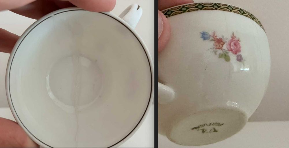 Serviço de Chá Vista Alegre – 10 Chávenas + Pires e 3 Bules – Selo 31 – Floral