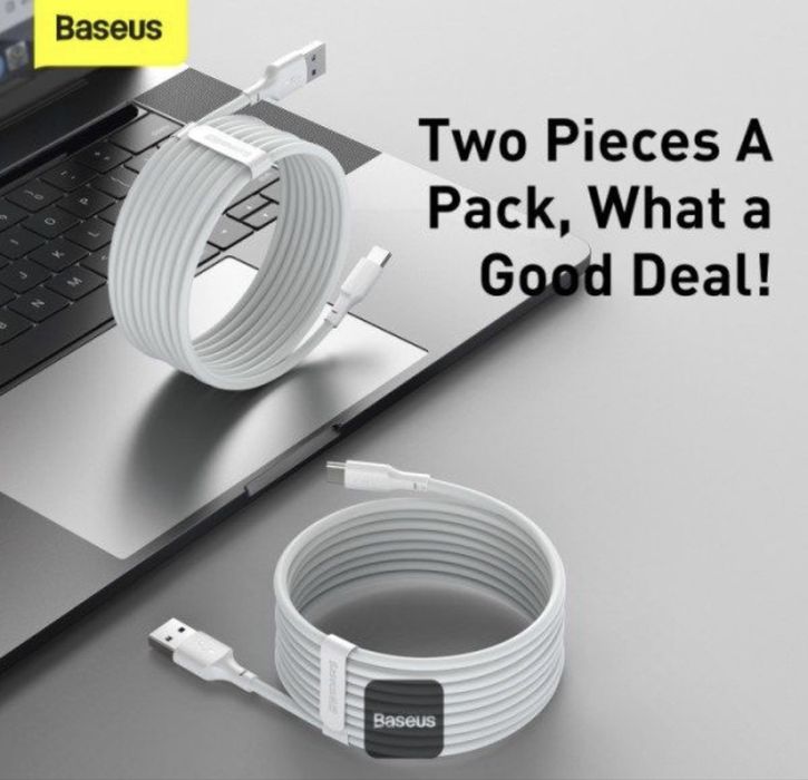Сет 2 шт Кабель з чіпом Baseus USB to Туре-С 1.5М Быстрая Зарядка