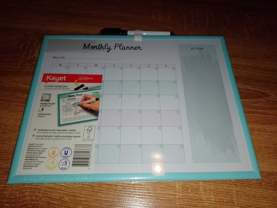 Planner szkolny MIESIĘCZNY magnetyczny tablica + marker