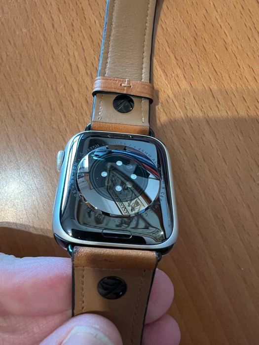 Bracelete pele Castanha p/ Apple Watch 45mm