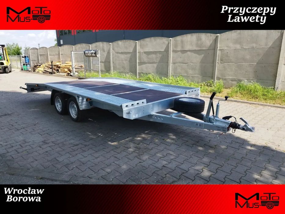 Niewiadów Przyczepa Niewiadów Jupiter z rantem 4,5x2,1m mocna rama spawana wypełnienie sklejka koła 13  Nowa laweta Niewiadów raz łamana 4,5x2,1 dostawa pod dom Wrocław