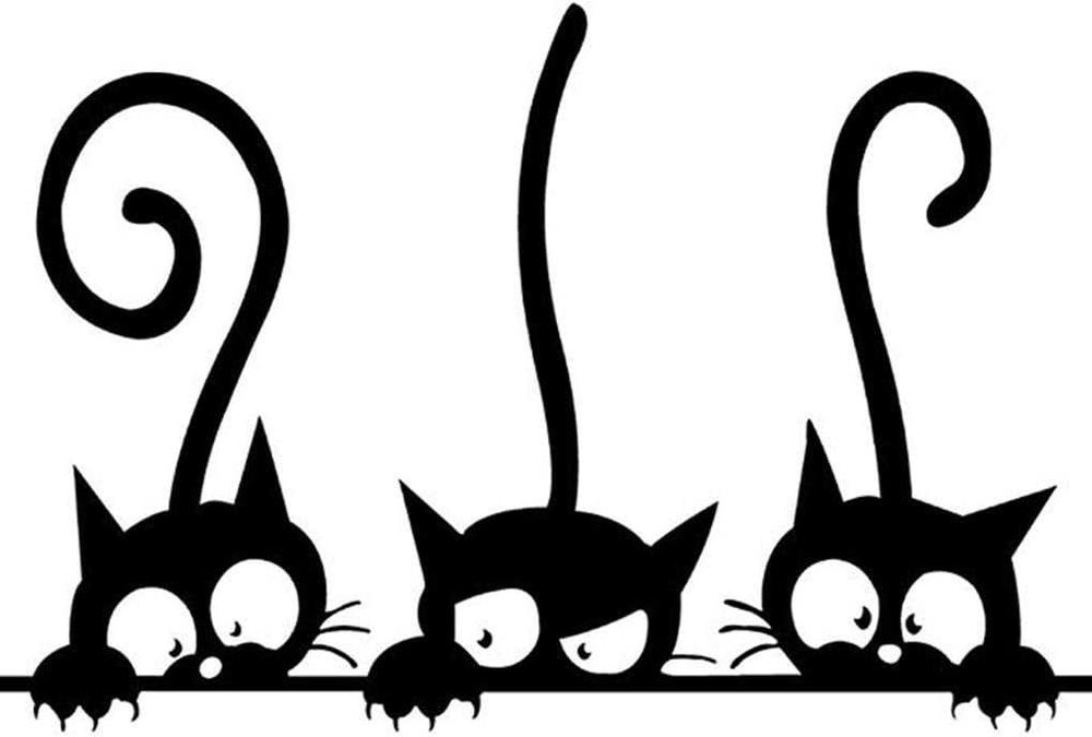 Três gatos engraçados animal adesivo bricolage autocolantes para a casa