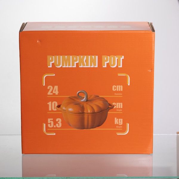 Каструля чавунна емальована Iron Pumpkin 3,5 л — помаранчева / біла
