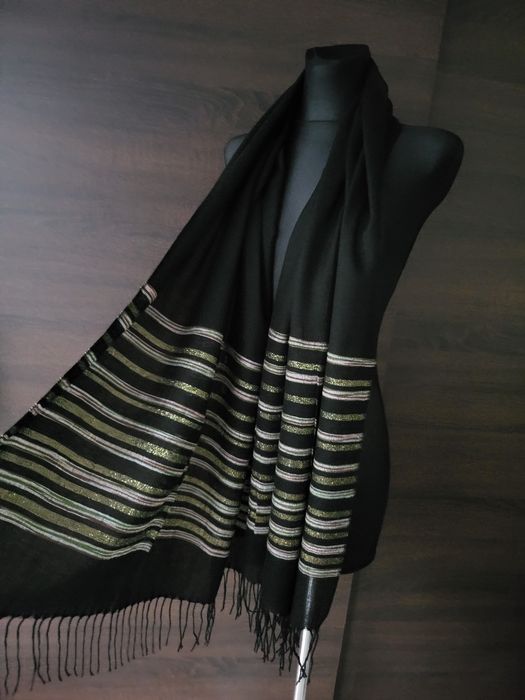 Pashmina włoska, szeroki szal chusta 170 cm x 70 cm,