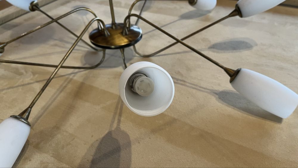 Candeeiro em latão de 10 lampadas