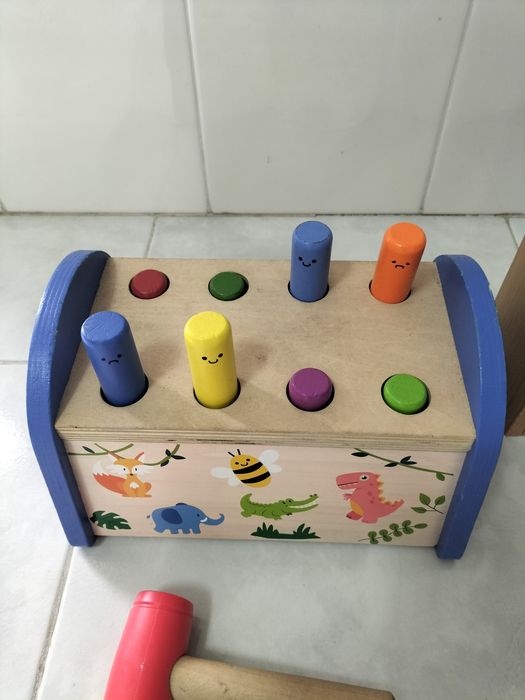 Conjunto 3 brinquedos educativos em madeira