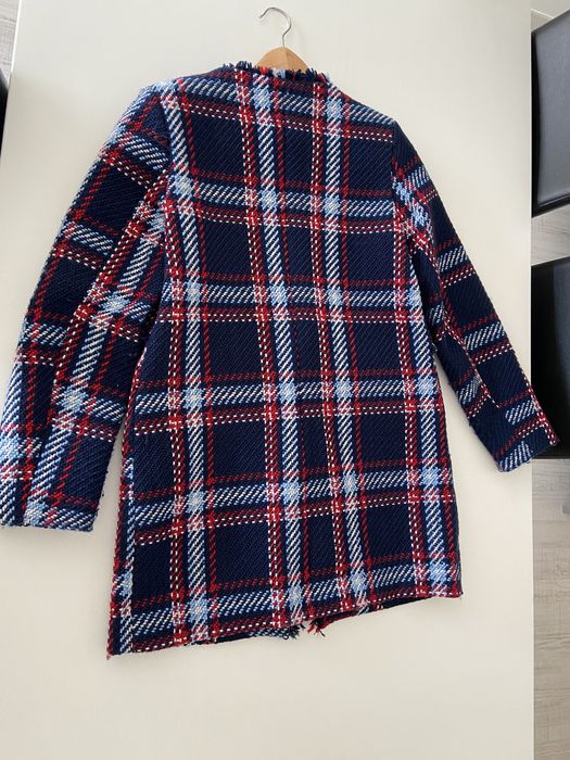 Casaco azul xadrez