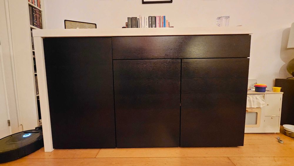 Sala de jantar completa NS Mobiliário – Mesa extensível + 4 cadeiras + aparador moderno
