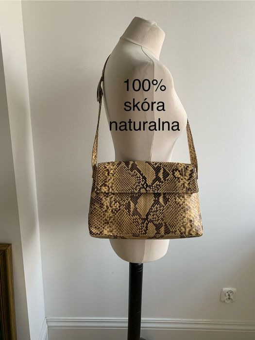 100% skóra węża naturalna torebka klasyk old money