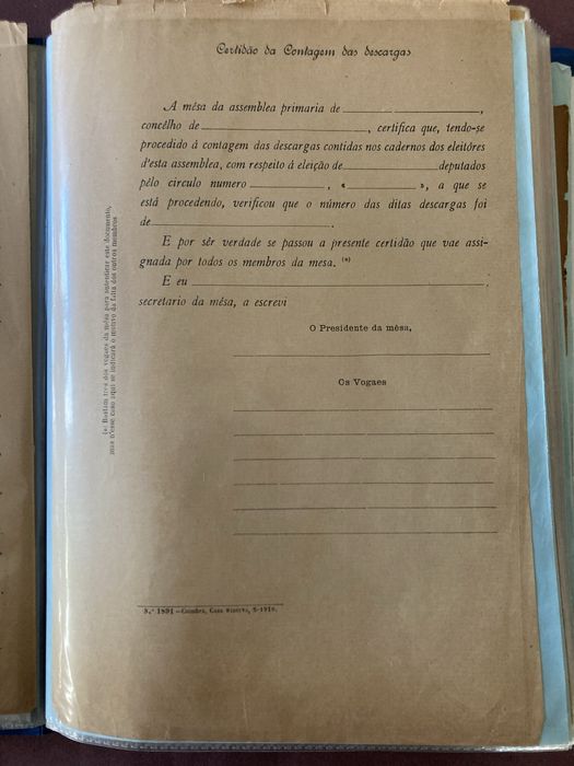3 Certidões mesas de voto eleições legislativas 28 Ago 1910 Monarquia